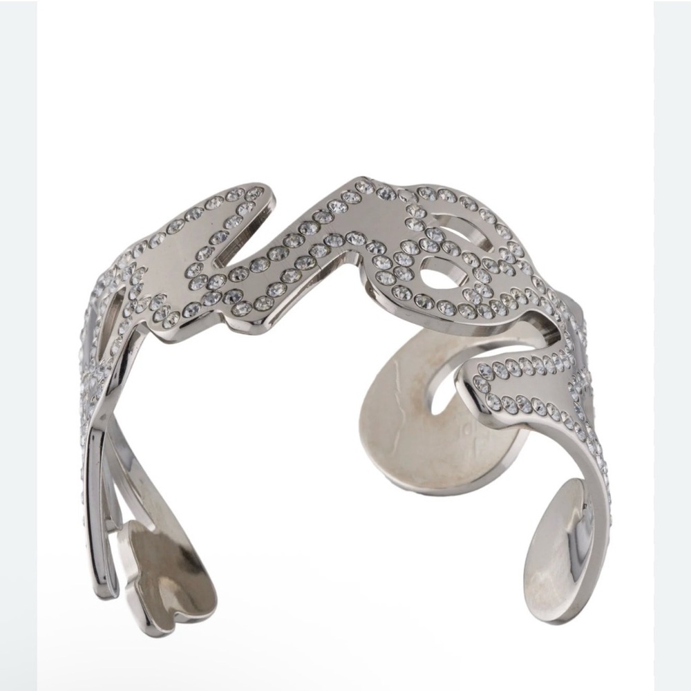 Fendi Silver With Crystals Bracelet Spelling Fendi